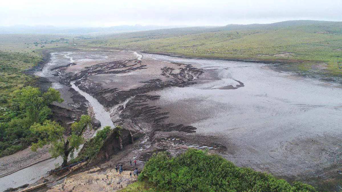 Vista aérea del municipio de Genaro Codina luego de la inundación provocada por las lluvias